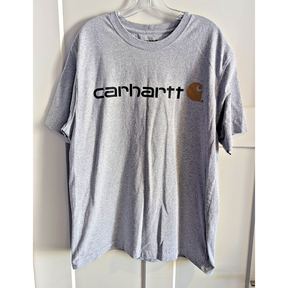 Carhartt Men's‎ Medium Short Sleeve Loose Fit T Shirt K195 Grey logo Workware